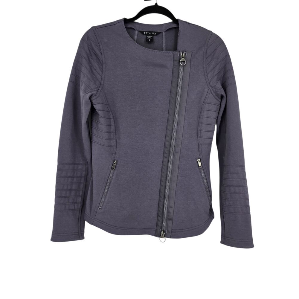 Athleta Dusk Violet Full Zip Lightweight Cotton Blend Casual Moto Jacket Size S